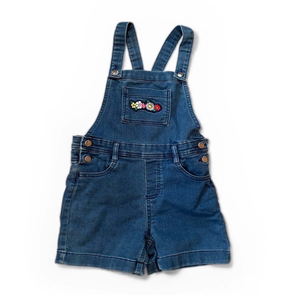 365 Kids Girl’s Denim Overalls with Floral Embroidery Size 6